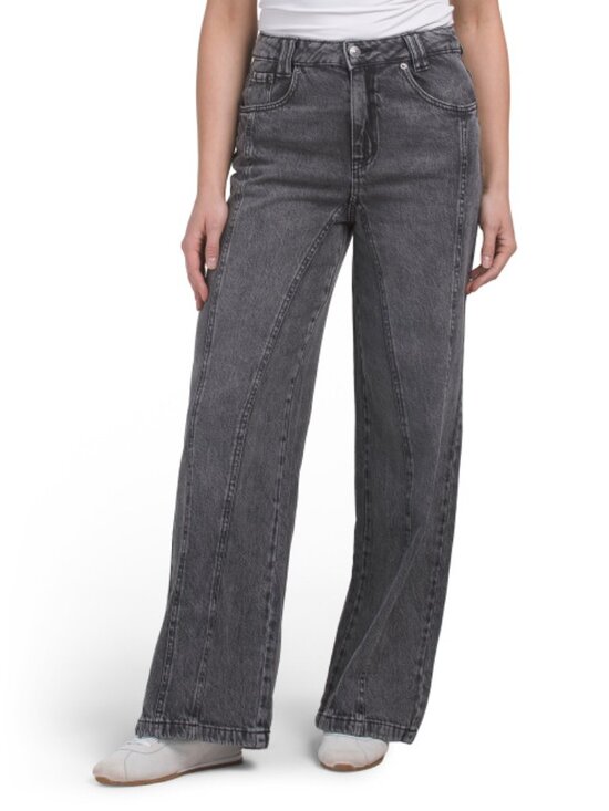 NEW REWASH Seamed Wide Leg Pants in Carbon Black for women 1125 2t7 - Picture 3 of 5